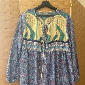 Bohemian Style Dress With Peacocks Design